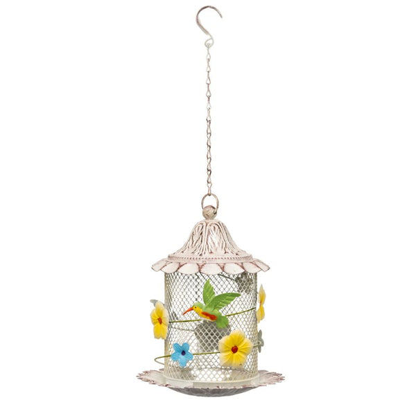 Hanging Mesh Birdfeeder with Flowers and Bird