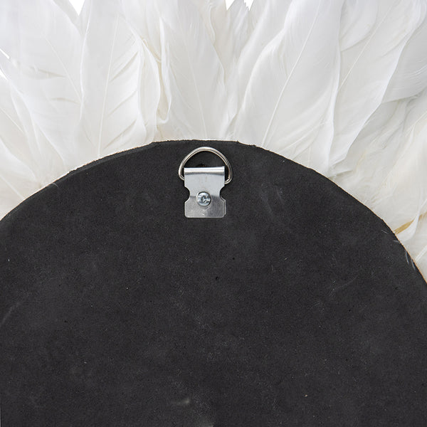 Handcrafted Round Hanging Feather & Shell ‘Flower’ Wall Art