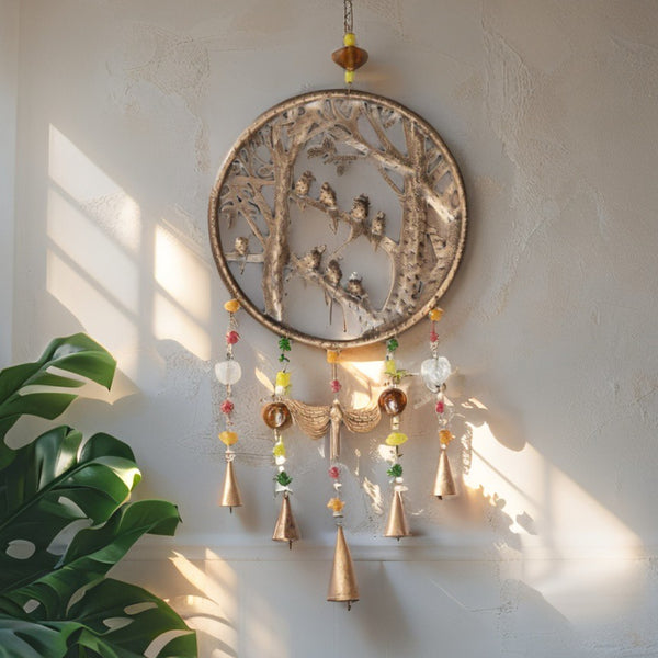 Handcrafted Birds on Branches with Dragonflies & Beads