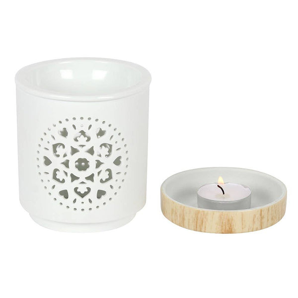 White Mandala Cut Out Oil Burner and Wax Warmer